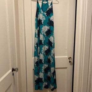 LOFT Turquoise Floral/Tropical Maxi Size 10
